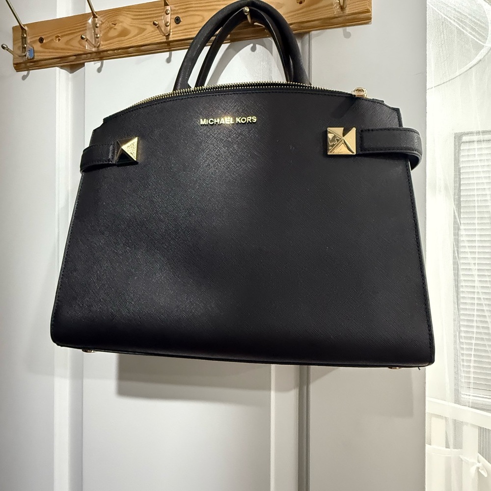 Michael Kors Black Satchel with Gold Accents